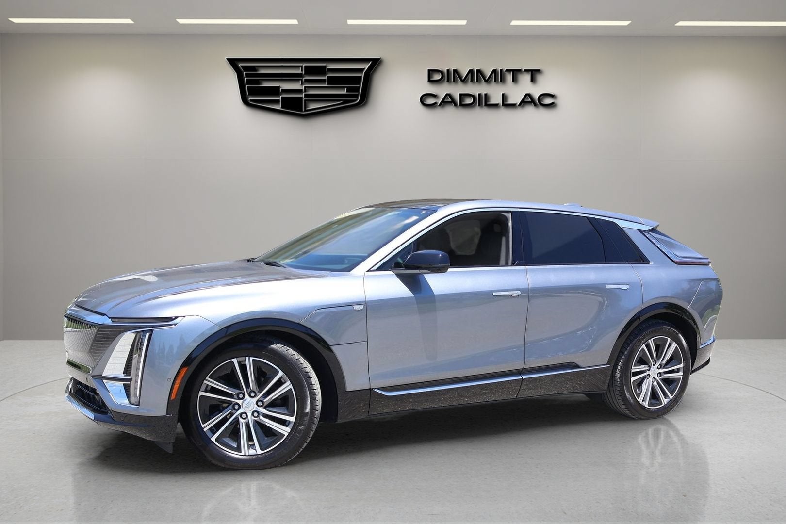 2023 Cadillac LYRIQ Luxury in Satin Steel Metallic — front three-quarter view