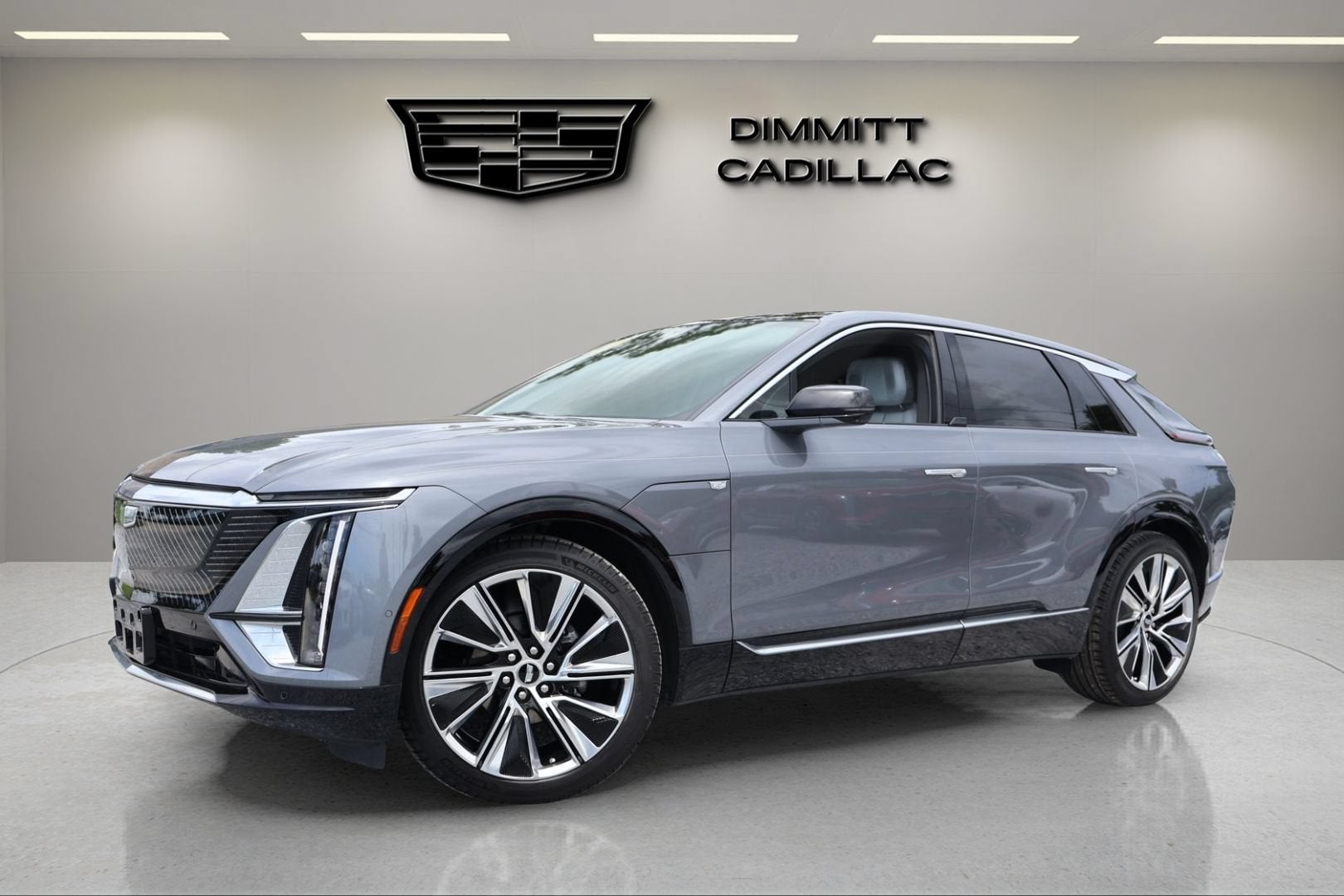 2023 Cadillac LYRIQ Luxury in Satin Steel Metallic — front three-quarter view