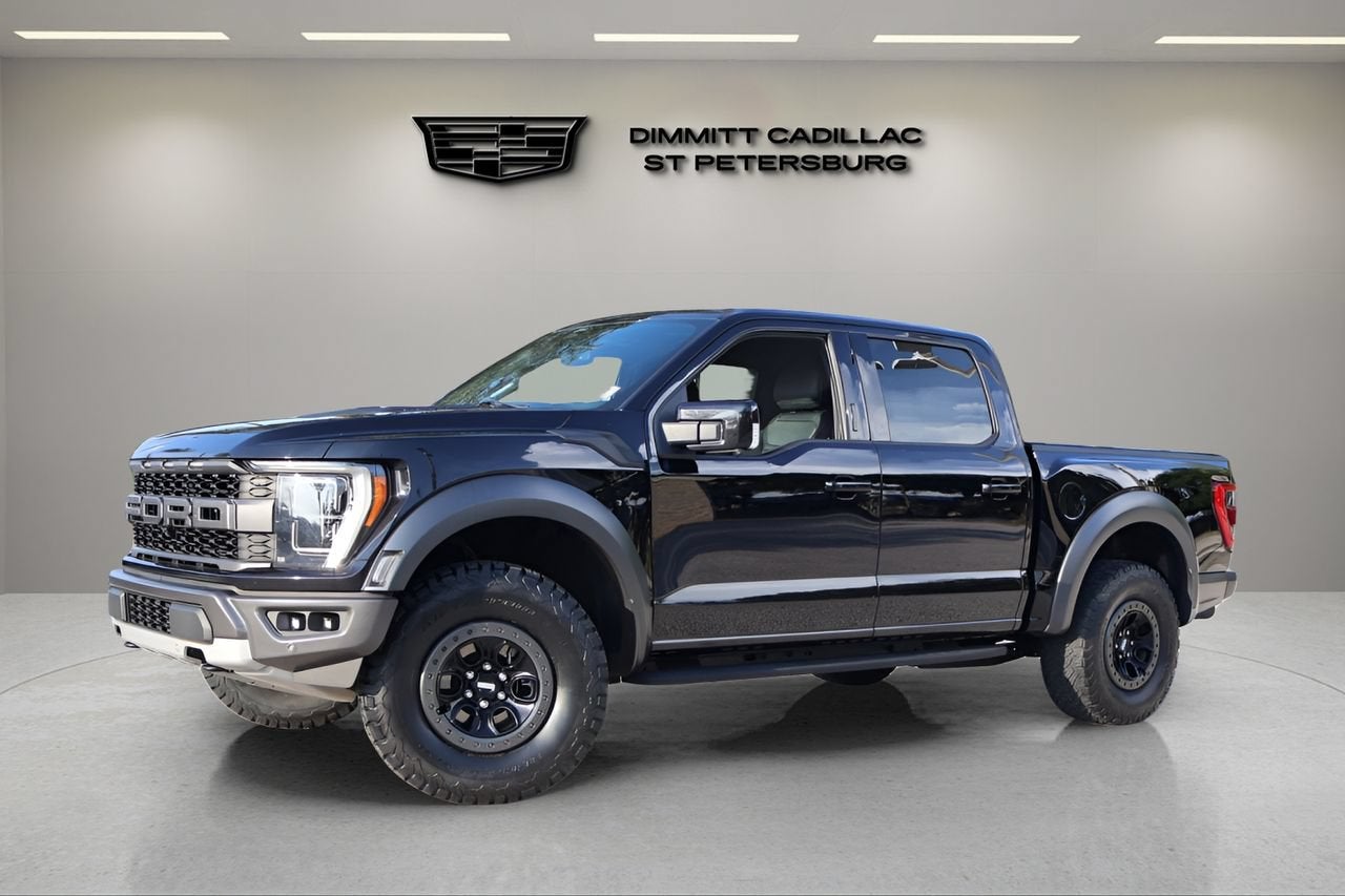 2022 Ford F-150 Raptor in Agate Black Metallic — front three-quarter view
