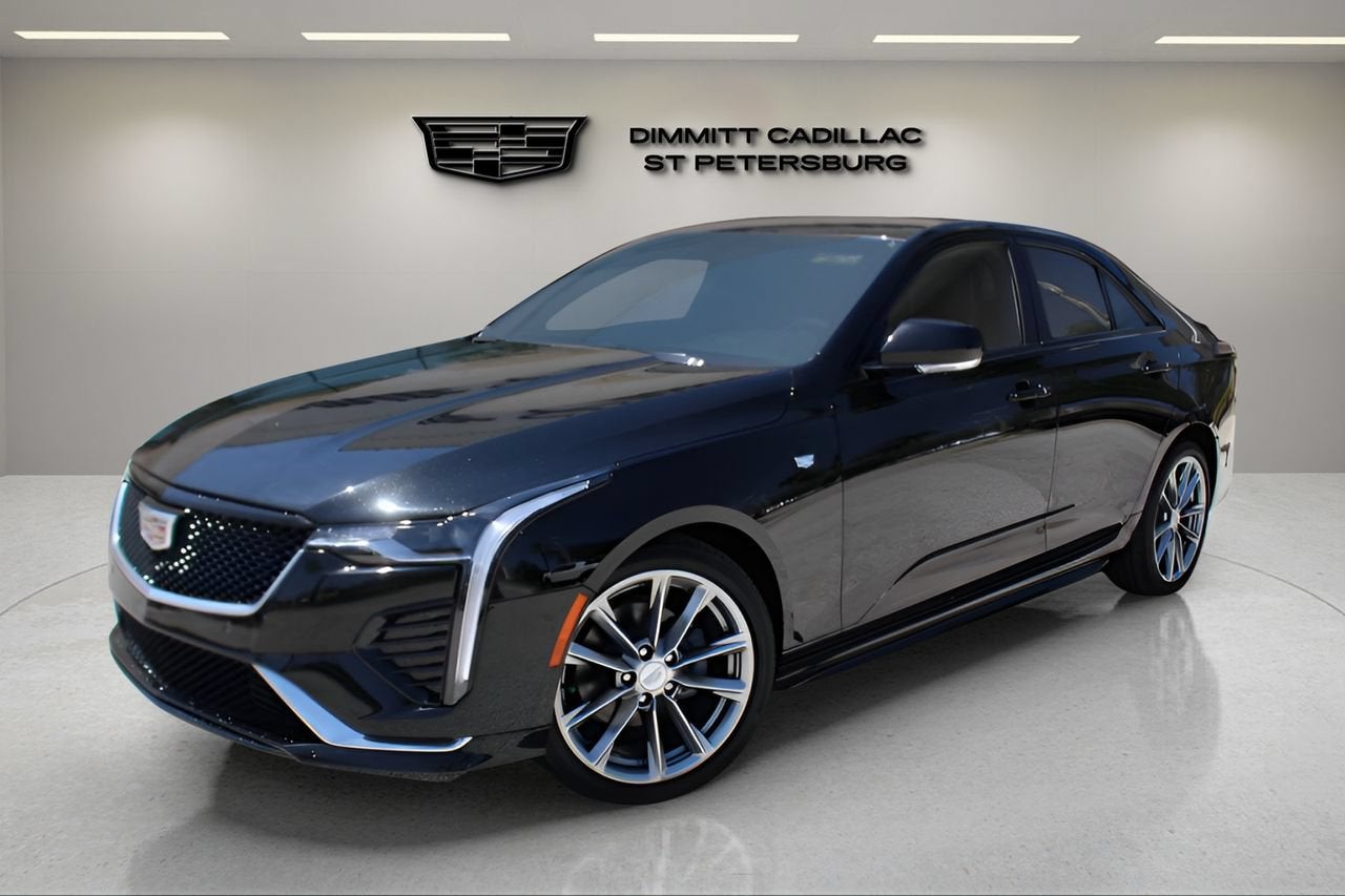 2025 Cadillac CT4 Sport in Black Raven — front three-quarter view