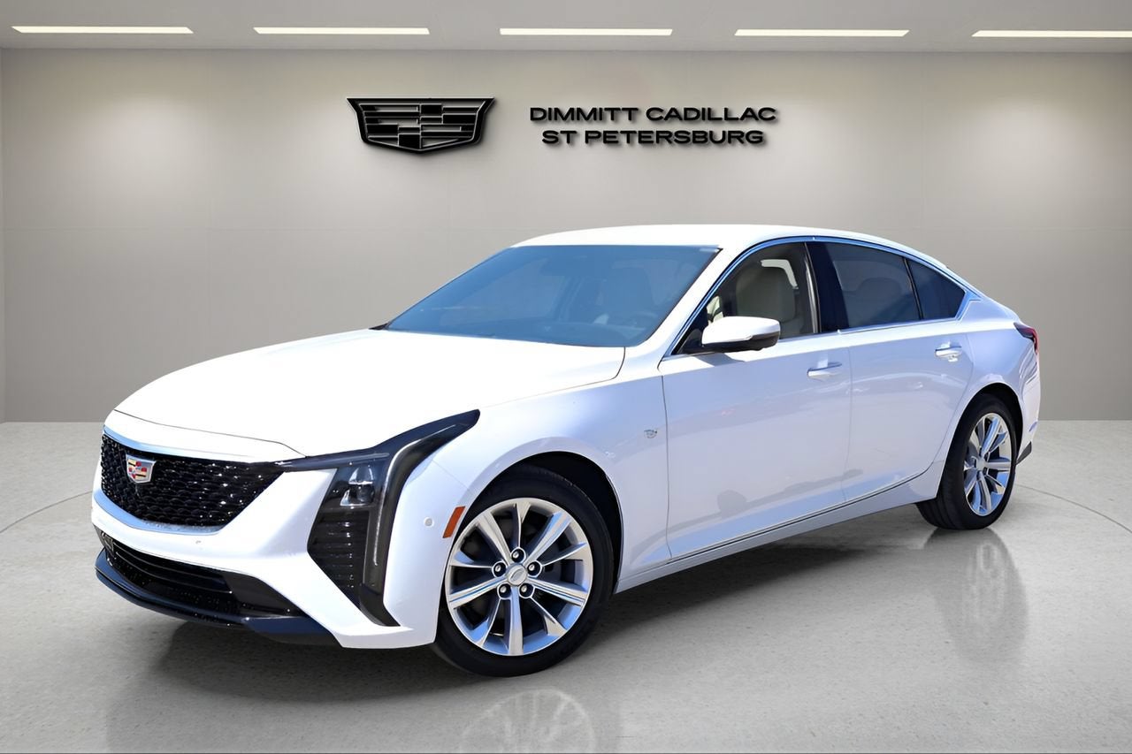 2026 Cadillac CT5 Premium Luxury in Summit White — front three-quarter view