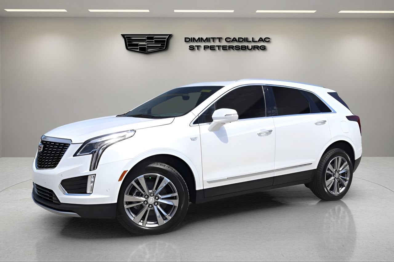 2026 Cadillac XT5 Premium Luxury in Crystal White Tricoat — front three-quarter view