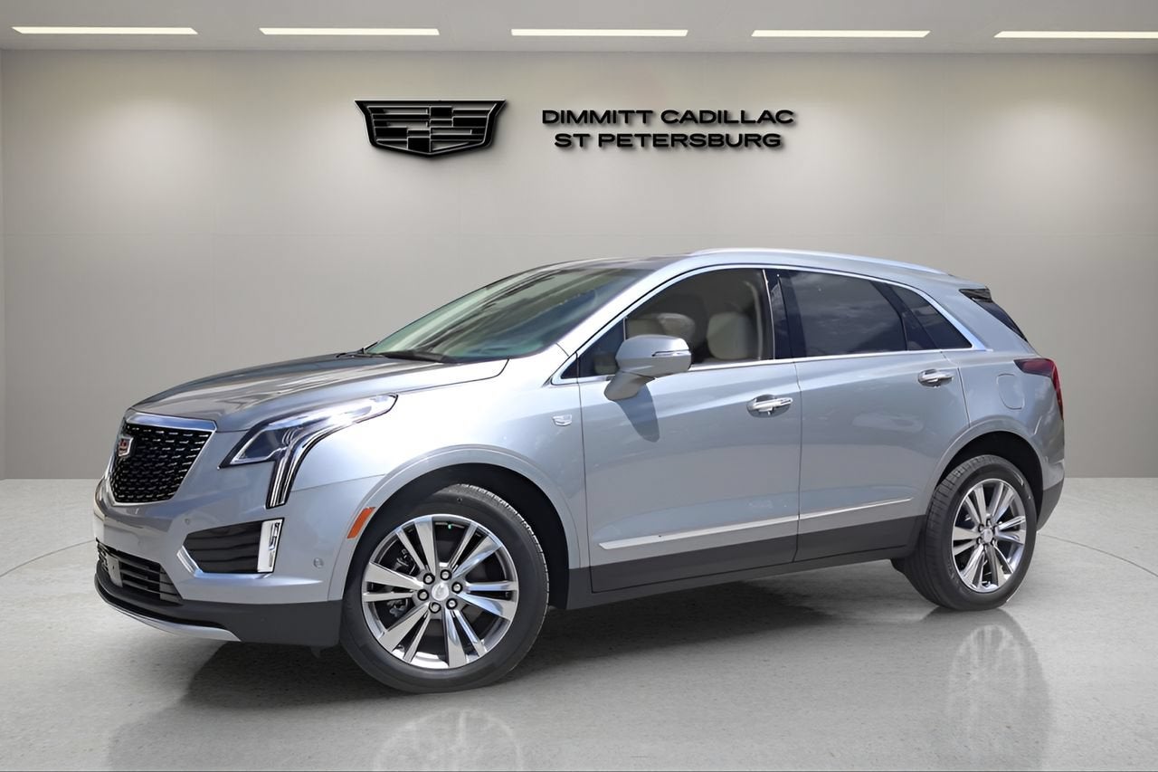 2026 Cadillac XT5 Premium Luxury in Argent Silver Metallic — front three-quarter view