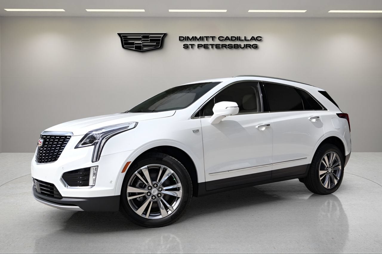 2026 Cadillac XT5 Premium Luxury in Crystal White Tricoat — front three-quarter view