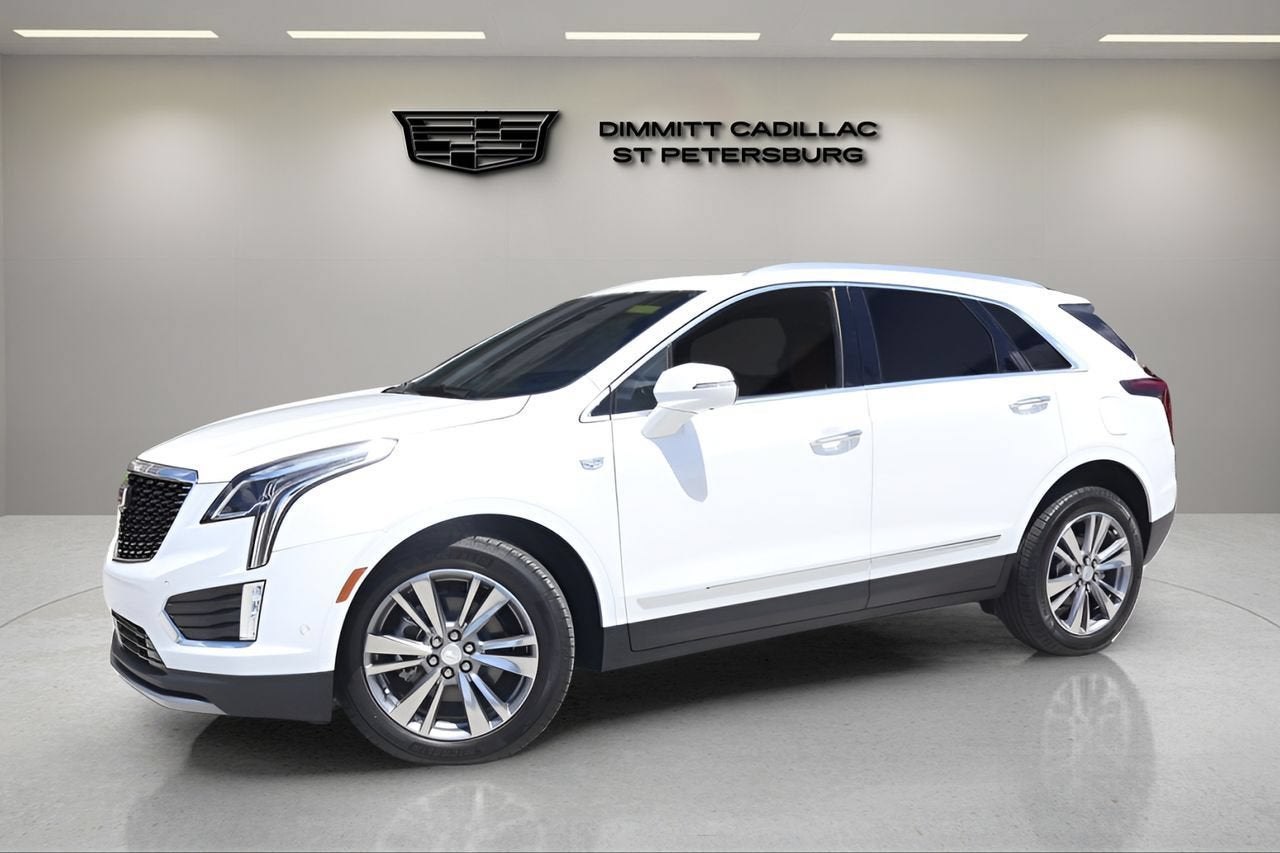 2026 Cadillac XT5 Premium Luxury in Crystal White Tricoat — front three-quarter view