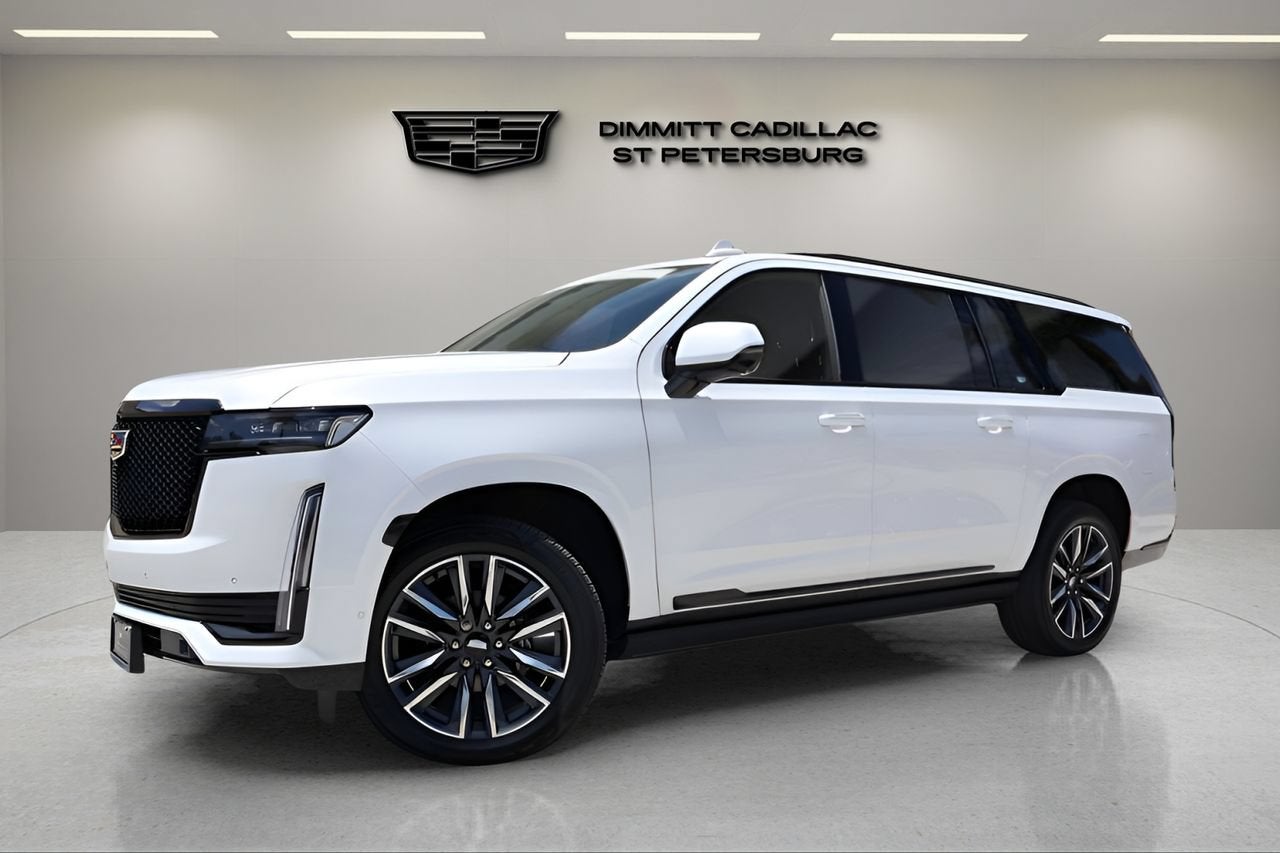 2022 Cadillac Escalade ESV Sport in Crystal White Tricoat — front three-quarter view