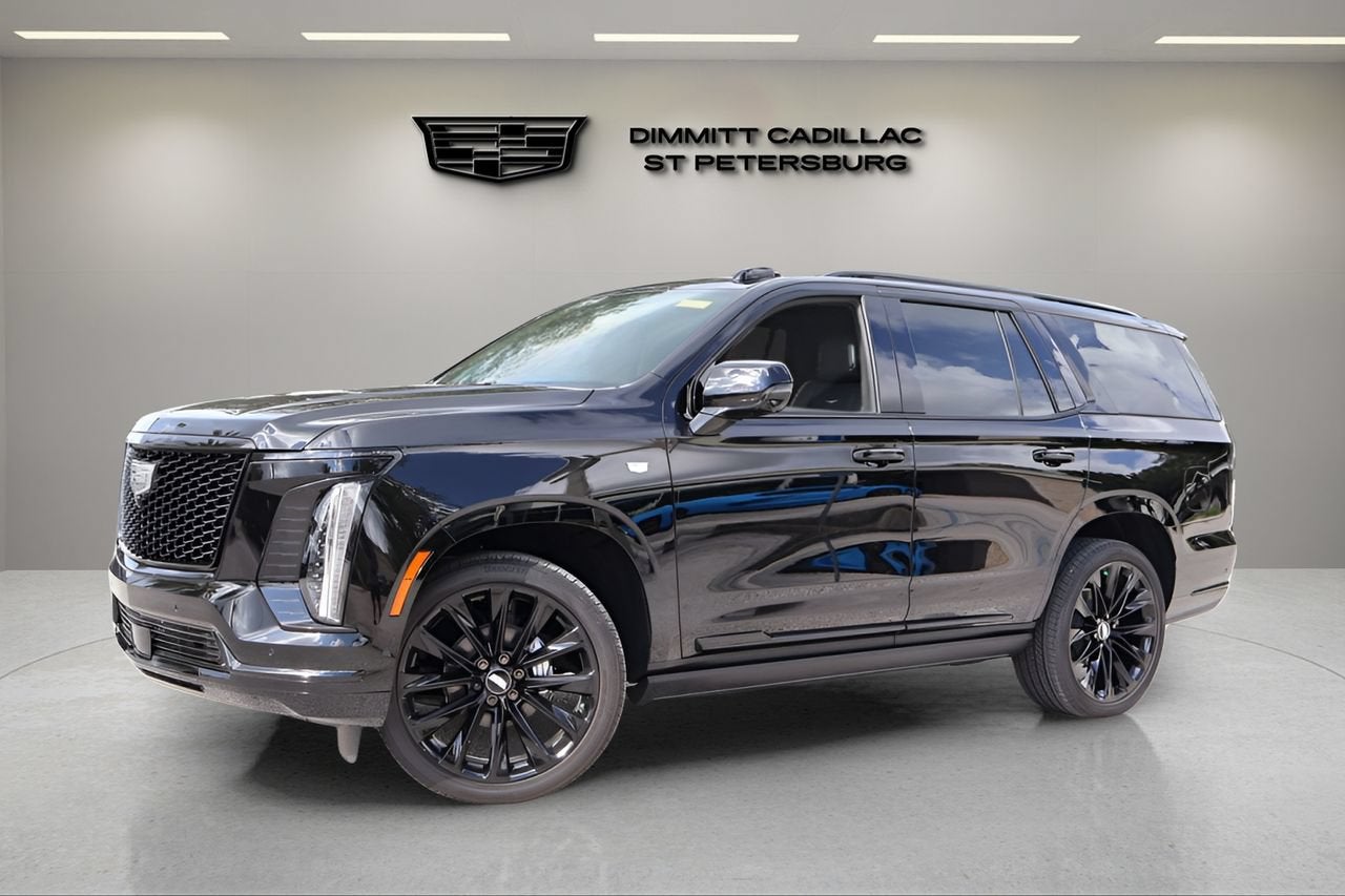 2026 Cadillac Escalade Platinum Sport in Black Raven — front three-quarter view