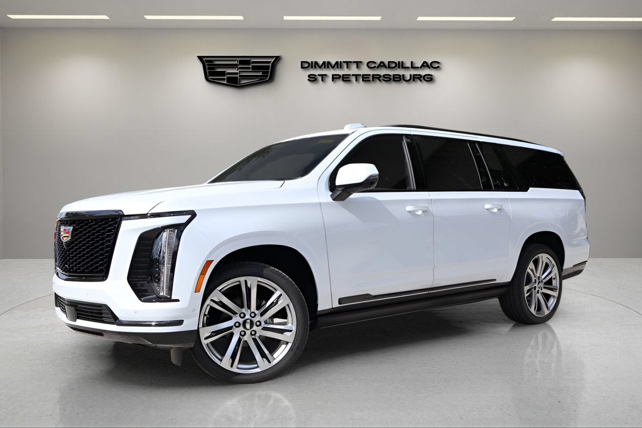 2026 Cadillac Escalade ESV Sport in Vibrant White Tricoat — front three-quarter view
